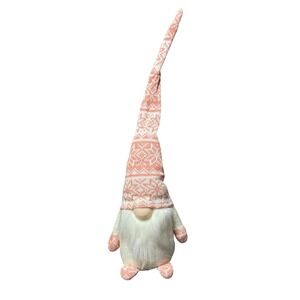 FUNOASIS Xmas Gnome Shelf Sitter Plush Pink White‎ Holiday Decor 19"